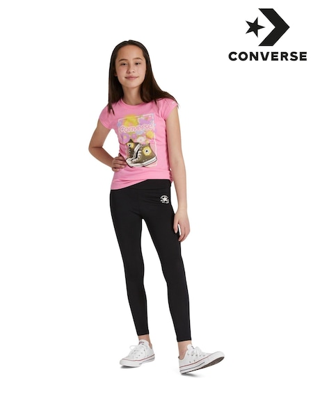 Negru - Colanți cu talie înaltă și petic Converse Chuck (D70633) | 91 LEI