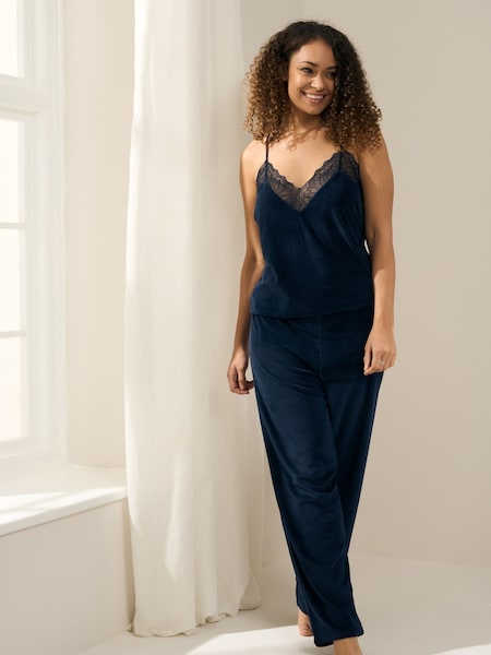 Truly Blue Midnight Velour Cami And Trouser Set (D70640) | AED138