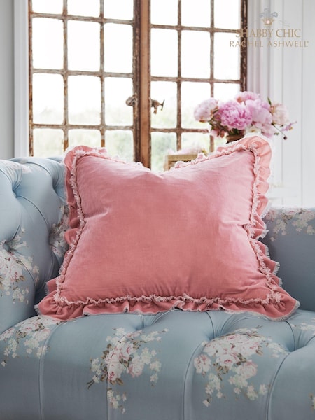 Shabby Chic by Rachel Ashwell® Pink Velvet Ruffle Square Jewel Cushion (D70737) | €37 - €47