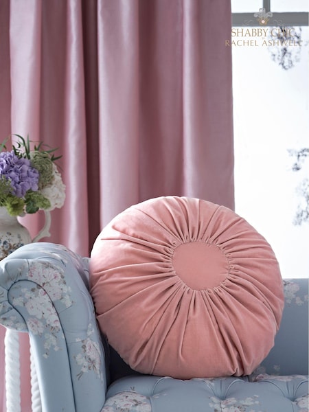 Shabby Chic by Rachel Ashwell® Pink Velvet Ruffle Jewel Round Cushion (D70738) | €44