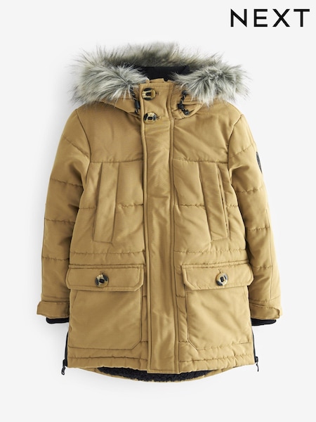 Neutral Padded Parka Coat (3-16yrs) (D70762) | AED162 - AED210