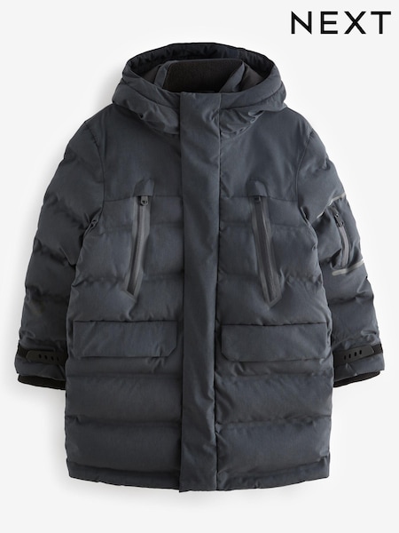 Dark Grey Waterproof Longline Padded Coat (3-16yrs) (D70763) | €18 - €22