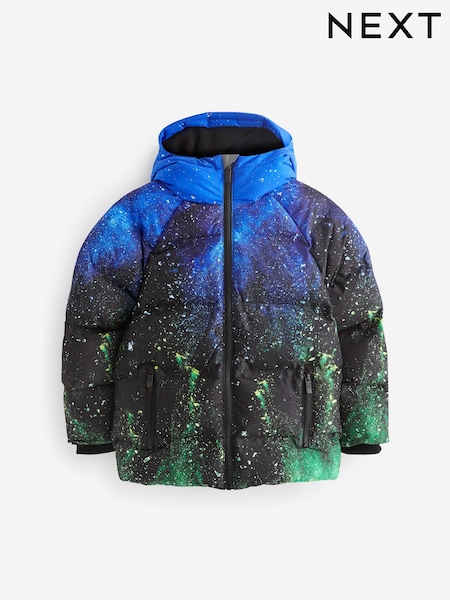 Splat Print Fleece Lined Padded Puffer Coat (3-16yrs) (D70766) | €15 - €20