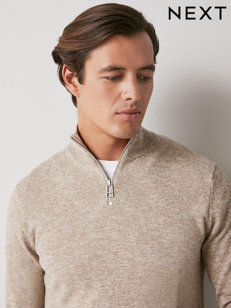 Nevtralno - Regular Marl Zip Neck Jumper (D70936) | € 16