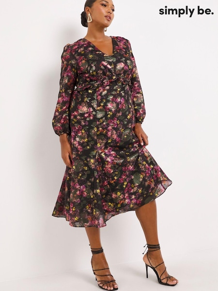 Simply Be Floral Jacquard Midi Dress (D71060) | €31