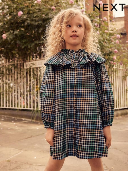 Blau/Grün - Cape Collar Check Dress (3-16yrs) (D71516) | 5 € - 6 €