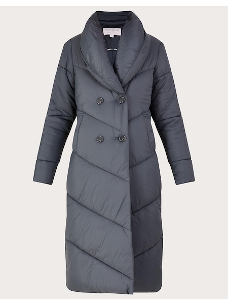 Monsoon Grey Longline Clara Padded Recycled Polyester Maxi Coat (D71620) | €89