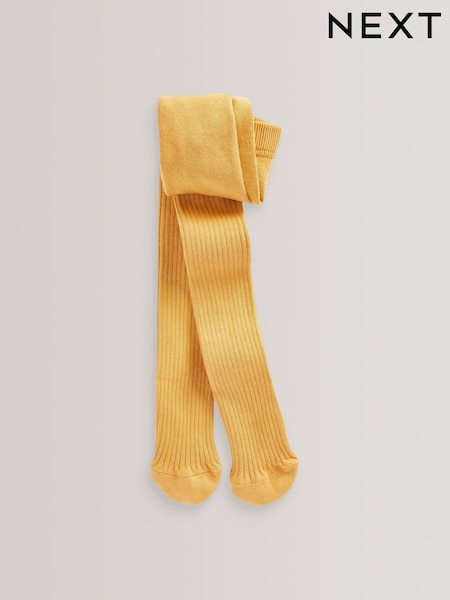 Ochre Yellow Cotton Rich Rib Tights (D71628) | AED17 - AED25
