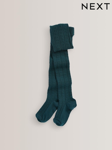 Forest Green Cotton Rich Cable Tights (D71629) | kr84 - kr117