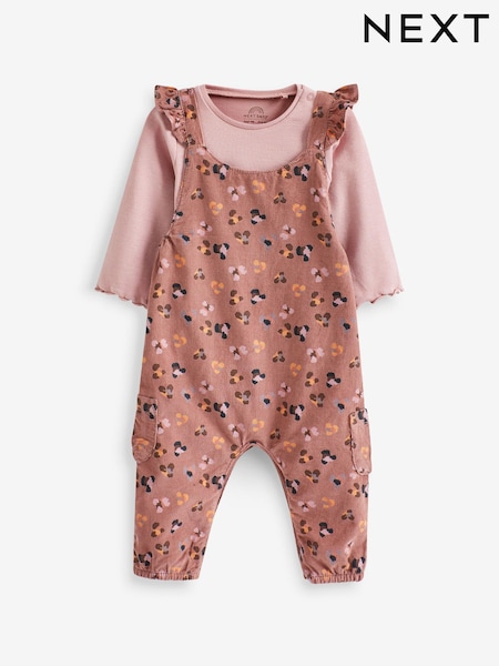 Pink Leopard Print Baby 2pc Baby Dungaree & Bodysuit Set (0mths-2yrs) (D71949) | €12 - €12.50