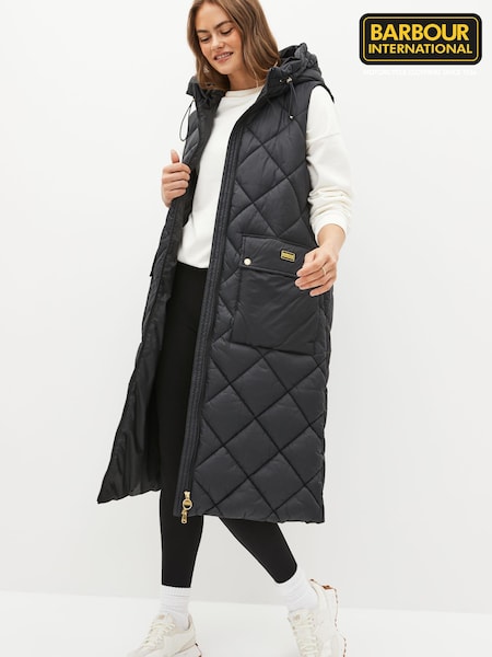 Barbour International® Bonneville Longline Quilted Black Gilet (D72313) | €128