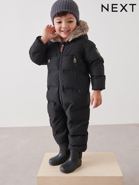 Schwarz - Snowsuit With Faux Fur Hood Trim (3mths-7yrs) (D72380) | 13 € - 15 €