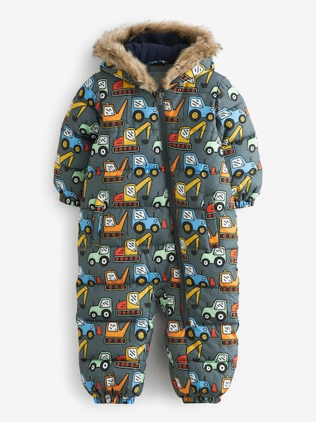 Grey Digger Snowsuit With Faux Fur Hood Trim (3mths-7yrs) (D72381) | €19 - €21