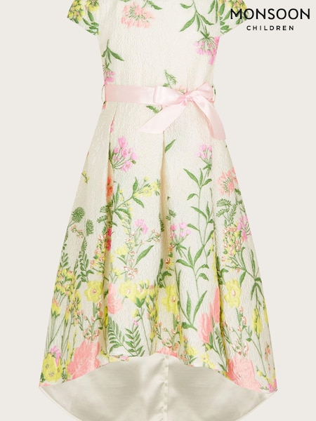 Monsoon Natural Katharine Floral Jacquard Dress (D72455) | €38 - €43