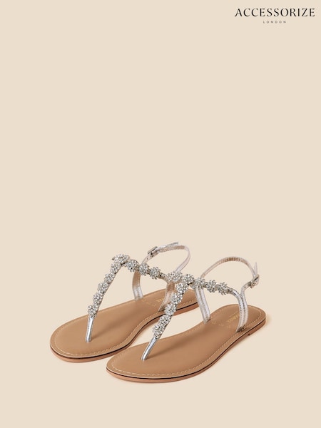 Accessorize Silver Reno Sparkle Diamanté Sandals (D72464) | AED148
