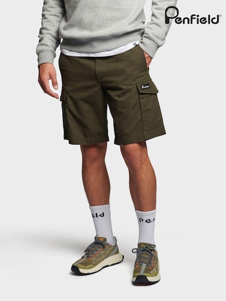 Penfield Green P Bear 100% Cotton Cargo Shorts (D72651) | ₪327