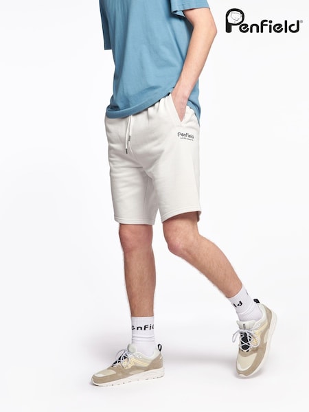 Penfield Grey 100% Cotton Hudson Script Sweat Shorts (D72668) | ₪302