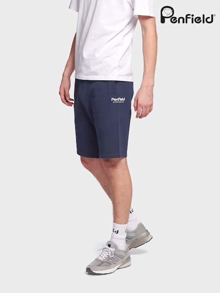 Penfield Blue 100% Cotton Hudson Script Sweat Shorts (D72672) | ₪302
