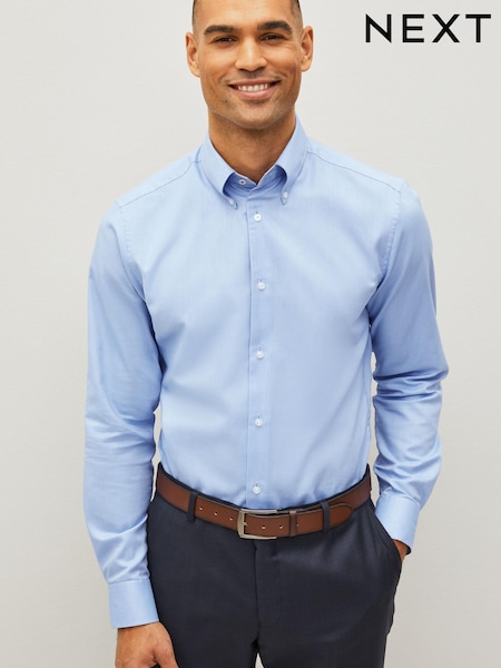 Light Blue Textured Trimmed Shirt (D72870) | €5