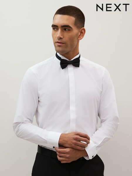 White/Black Single Cuff Occasion Shirt And Bow Tie Set (D72872) | €8
