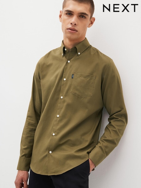Olive Green Regular Fit Easy Iron Button Down Oxford Shirt (D72935) | €11