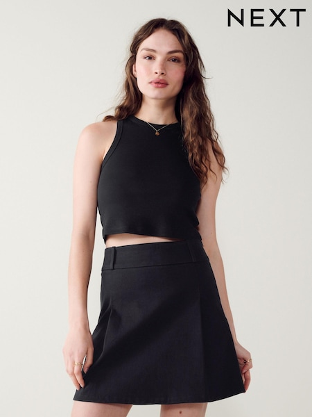 Schwarz - Pleat Jersey Mini Skirt (D73246) | 5 €