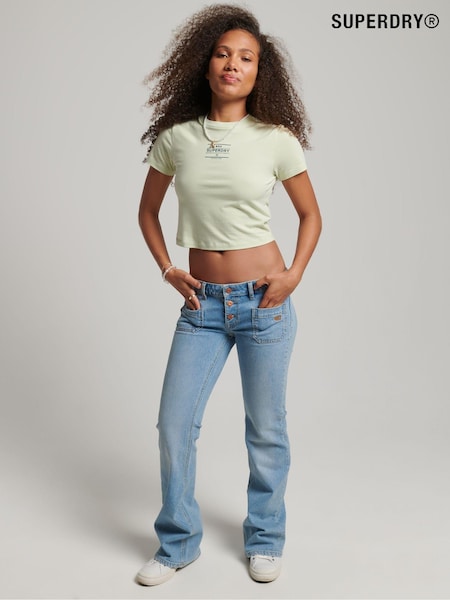 Superdry Light Blue Cotton Vintage Low Rise Slim Flare Jeans (D73473) | €38