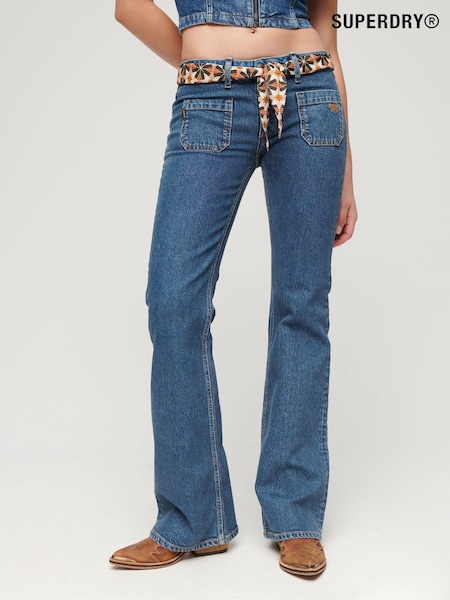 Superdry Blue Cotton Vintage Low Rise Slim Flare Jeans (D73474) | €19