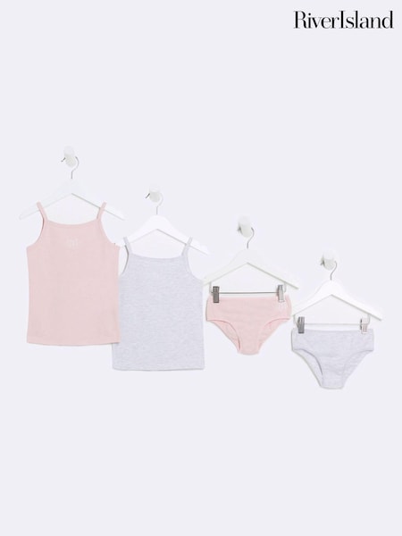 River Island Girls Underwear 100% Cotton Vests And Briefs Set 4 Piece (D73481) | €13