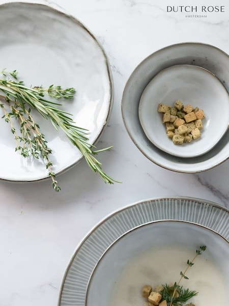 Dutch Rose Grey Set of 4 Dinner Plates Set of 4 Side Plates (D73506) | €49