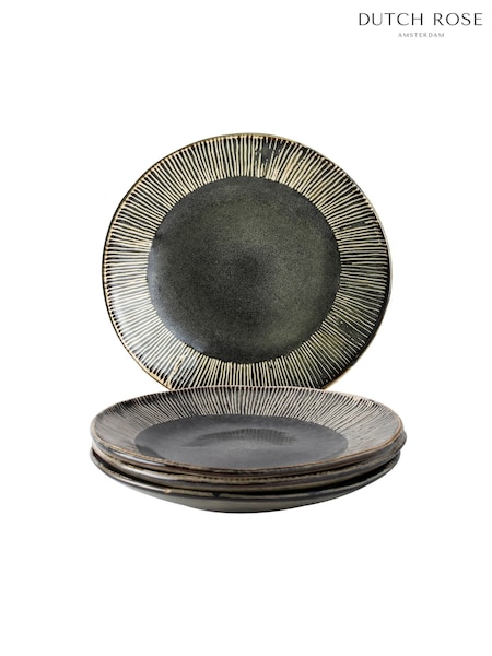 Dutch Rose Dark Green Set of 4 Dinner Plates Set of 4 Dinner Plates (D73523) | €60