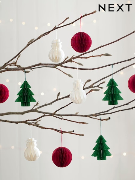 10 Pack Red/Green Paper Christmas Baubles (D73668) | €9