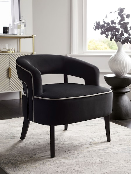 Soft Velvet Black Remi Wood Accent Chair (D74270) | €245