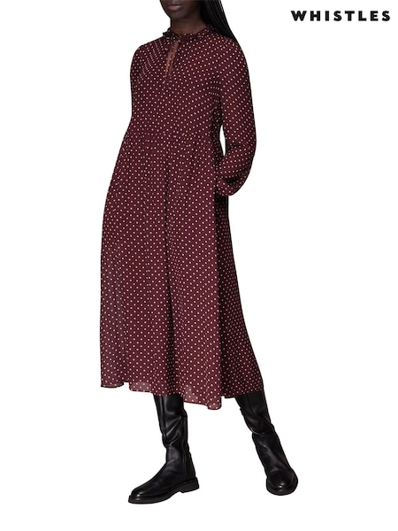 Whistles Red Spot Print Trapeze Midi Dress (D74341) | €62