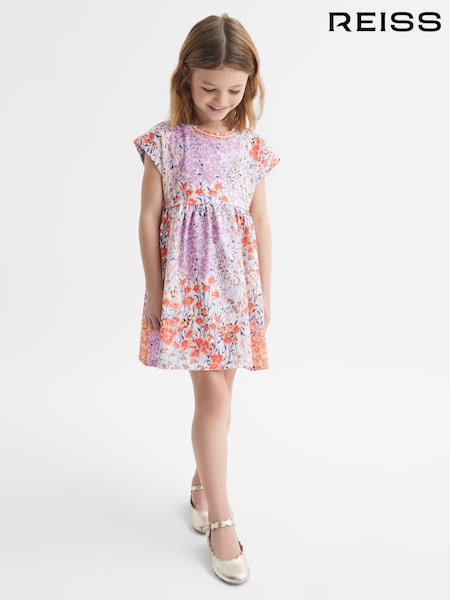 Reiss Pink Print Dahlia 4-9 yrs Floral Print Jersey Dress (D74780) | AED252