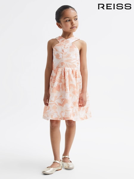 Reiss Pink Print Lottie 4-9 yrs Floral Print Halter Neck Dress (D74795) | €35
