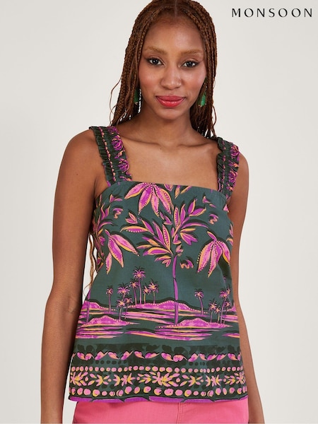 Monsoon Pedra Palm Print Playsuit in Sustainable Cotton (D75205) | 15 €