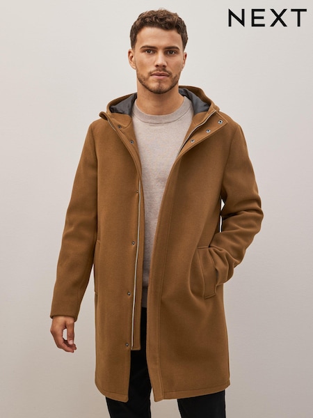 Brown Funnel Neck Hooded Coat (D75246) | €34