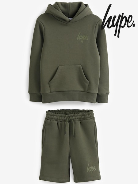 Hype. Kids Script Hoodie & Shorts Green Set (D75301) | €22