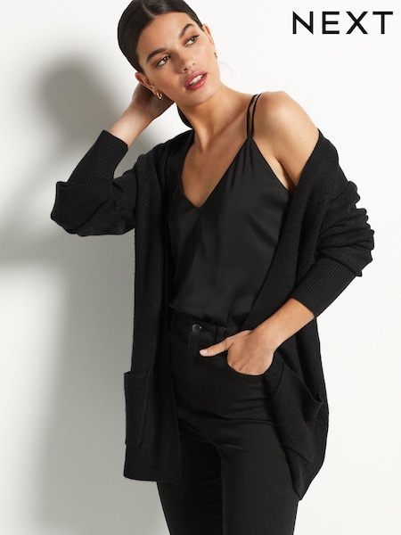 črna - Cosy Pocket Detail Cardigan (D75425) | € 15