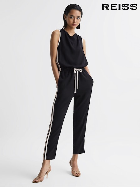 Reiss Black Tyla Side Stripe Jumpsuit (D75713) | €96