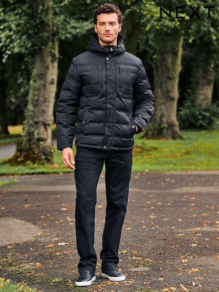 Black Shower Resistant Quilted Utiility Jacket (D76014) | €35
