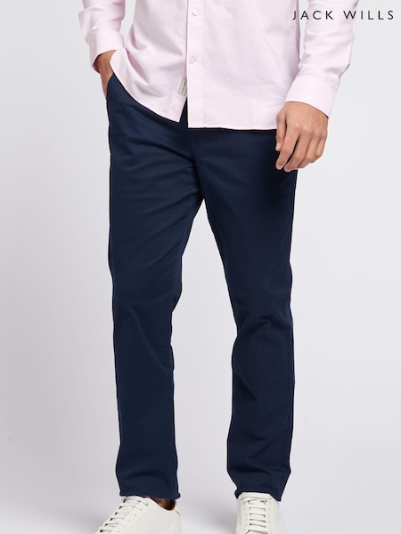 Albastru - Pantaloni chino țesută diagonal din bumbac Jack Wills (D76334) | 447 LEI