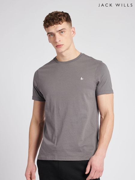 Jack Wills Dark Grey Sandford 100% Cotton T-Shirt (D76375) | €33