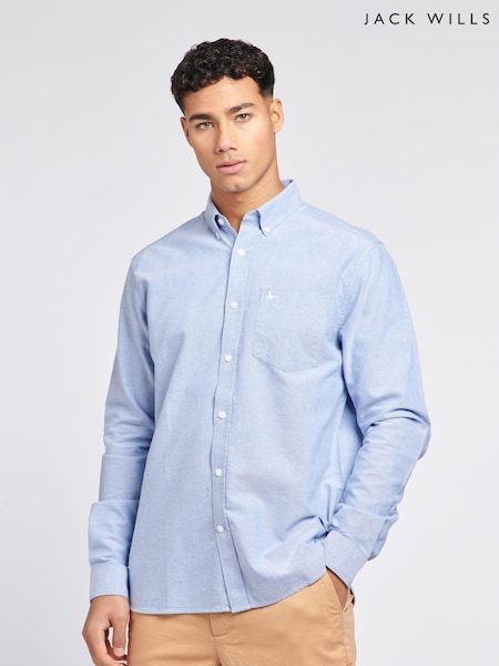 Jack Wills Blue Wadsworth Oxford 100% Cotton Shirt (D76396) | €73