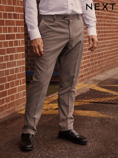 Taupe Natural Herringbone Suit Trousers (D76740) | €25