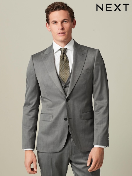 Grey Slim Fit Wool Blend Suit Jacket (D76751) | €11