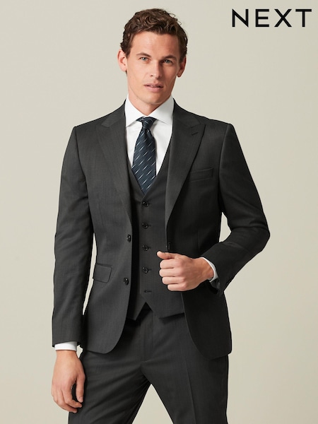 Gri cenuşiu - Normală - Slim Fit Wool Blend Suit Jacket (D76754) | 438 LEI