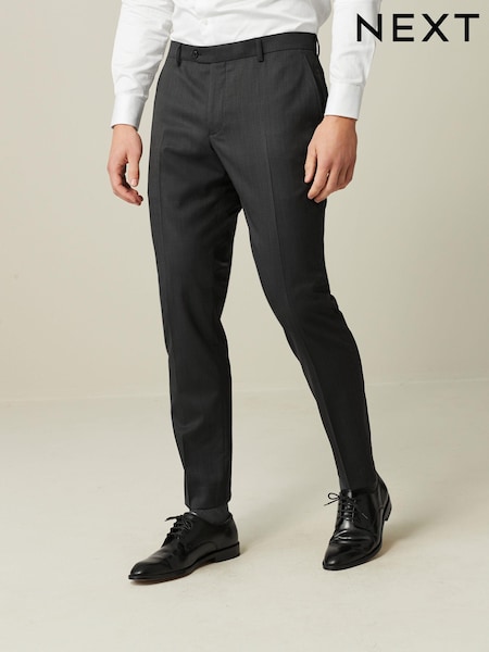 Charcoal Grey Slim Fit Wool Blend Suit Trousers (D76755) | €12