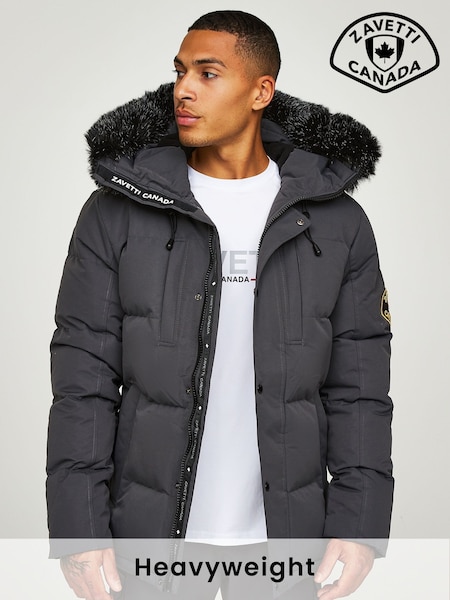 Asfaltti - Zavetti Canada Mens Oshawa 2.0 Puffer Parka Jacket With Detachable Faux Fur (D76824) | €197